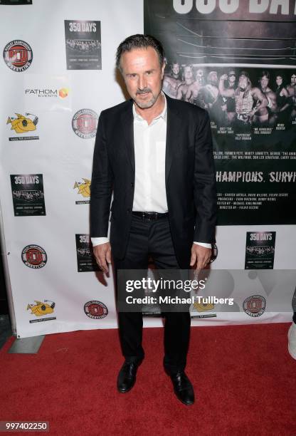 Actor David Arquette attends a screening of the pro wrestling documentary "350 Days" at TCL Chinese 6 Theatres on July 12, 2018 in Hollywood,...