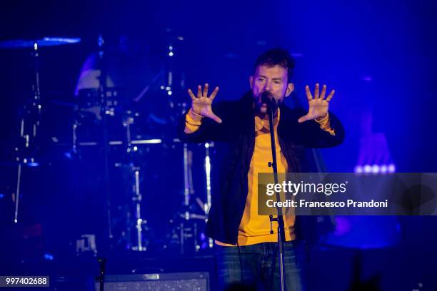 Damon Albarn of Gorillaz performs on stage during Lucca Summer Festival at Piazza Napoleone on July 12, 2018 in Lucca, Italy.