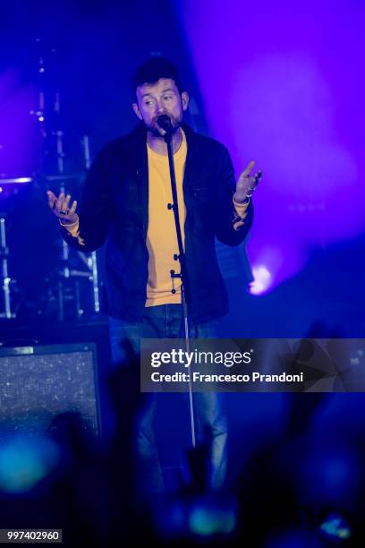 Damon Albarn of Gorillaz performs on stage during Lucca Summer Festival at Piazza Napoleone on July 12, 2018 in Lucca, Italy.