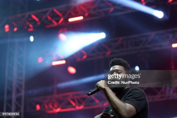 Singer Khalid performs at the NOS Alive 2018 music festival in Lisbon, Portugal, on July 12, 2018.