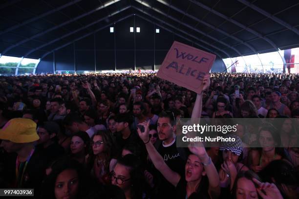 Fans of the British band Wolf Alice during their concert at the NOS Alive 2018 music festival in Lisbon, Portugal, on July 12, 2018.