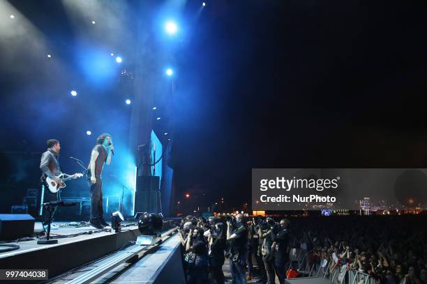 Irish rock band Snow Patrol performs at the NOS Alive 2018 music festival in Lisbon, Portugal, on July 12, 2018.