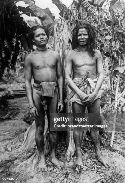 Natives of a indochines tribe. Photograph. Around 1930. (Photo by Austrian Archives