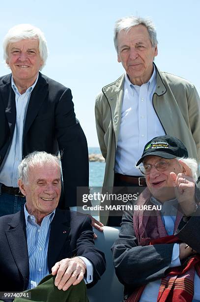 French film makers Jacques Perrin , Pierre Schoendoerffer , Bertrand Tavernier and Greek film maker Costa Gavras pose during the 63rd Cannes Film...