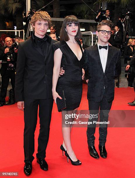 Actor Niels Schneider, actress Monia Chokri and director Xavier Dolan attend the of 'Les Amours Imaginaires' Premiere held at the Palais des...