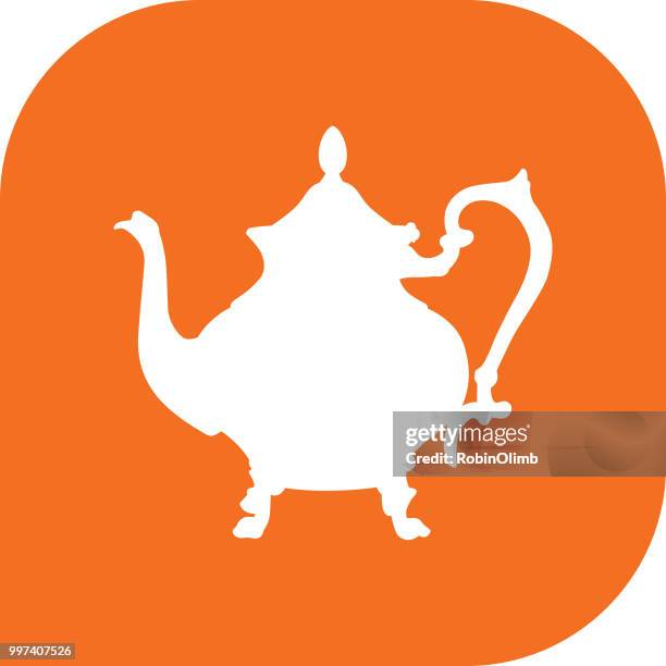 orange teapot icon - robinolimb stock illustrations