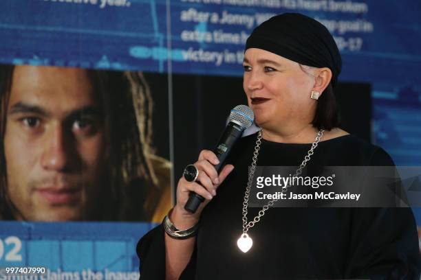 Raelene Castle CEO of the Australian Rugby Union speaks during the Farewell for Australian Rugby World Cup Sevens squads at Rugby Australia HQ on...