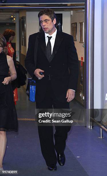 Jury Member, Benicio Del Toro departs "Biutiful" Premiere at the Palais des Festivals during the 63rd Annual Cannes Film Festival on May 17, 2010 in...