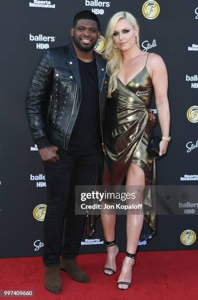 Subban and Lindsey Vonn attend Sports Illustrated Fashionable 50 at HYDE Sunset: Kitchen + Cocktails on July 12, 2018 in West Hollywood, California.