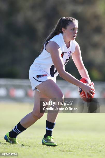 Vic Country's Bec Webster in action during the AFLW U18 Championships match between Vic Country and Western Australia at Bond University on July 13,...