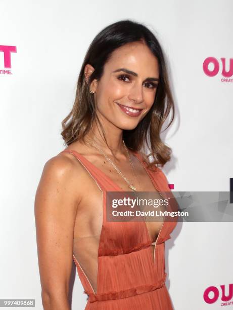 Actress Jordana Brewster attends the 2018 Outfest Los Angeles opening night gala screening of "Studio 54" at the Orpheum Theatre on July 12, 2018 in...