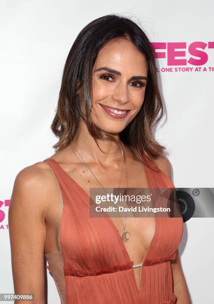 Actress Jordana Brewster attends the 2018 Outfest Los Angeles opening night gala screening of "Studio 54" at the Orpheum Theatre on July 12, 2018 in...