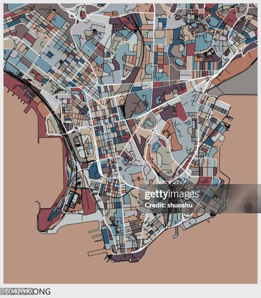 art map,kowloon peninsula of hongkong - tsim sha tsui stock illustrations