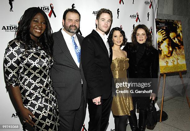 Suzanne "Africa" Engo, Executive Director, NY AIDS Film Festival, Thom Fitzgerald, director, Shawn Ashmore, Lucy Liu and Stockard Channing