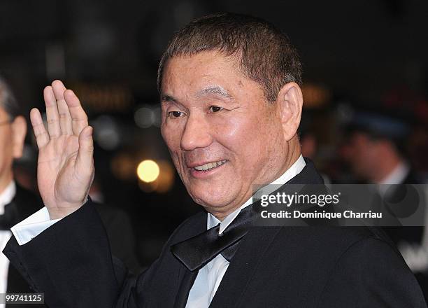 Writer/director/actor Takeshi Kitano attends the premiere of 'Outrage' held at the Palais des Festivals during the 63rd Annual International Cannes...