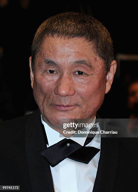 Writer/director/actor Takeshi Kitano attends the premiere of 'Outrage' held at the Palais des Festivals during the 63rd Annual International Cannes...