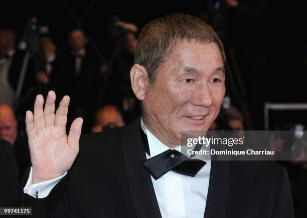 Writer/director/actor Takeshi Kitano attends the premiere of 'Outrage' held at the Palais des Festivals during the 63rd Annual International Cannes...