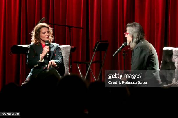 Brandi Carlile speaks with GRAMMY Museum Artistic Director Scott Goldman at An Evening With Brandi Carlile at The GRAMMY Museum on July 12, 2018 in...