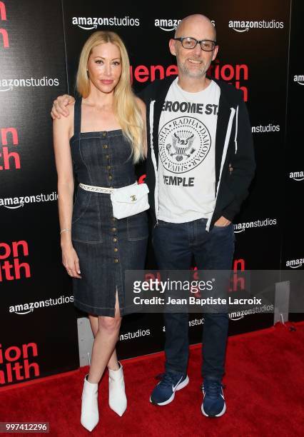 Julie Mintz and Moby attend the premiere of Amazon Studios' "Generation Wealth" on July 12, 2018 in Hollywood, California.