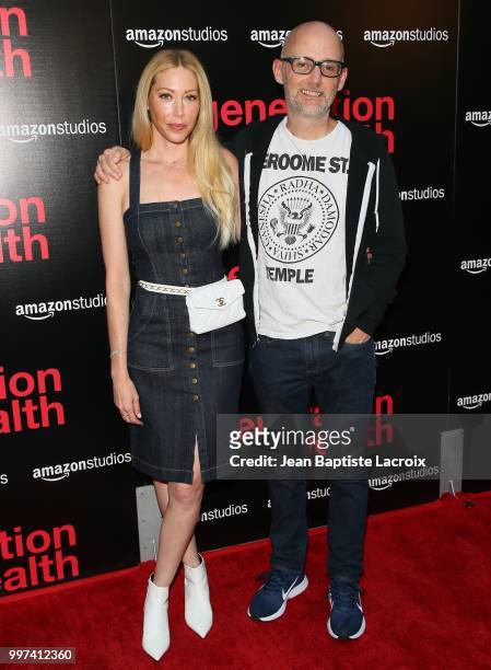 Julie Mintz and Moby attend the premiere of Amazon Studios' "Generation Wealth" on July 12, 2018 in Hollywood, California.
