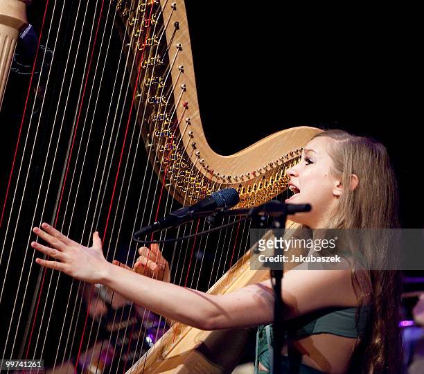 American singer and harp-player Joanna Newsom performs live during a concert at the Admiralspalast on May 17, 2010 in Berlin, Germany. The concert is...