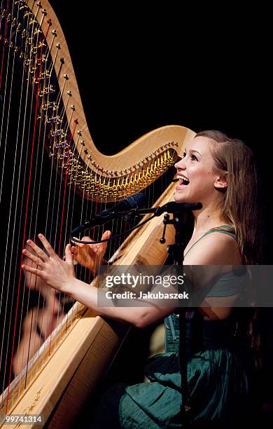 American singer and harp-player Joanna Newsom performs live during a concert at the Admiralspalast on May 17, 2010 in Berlin, Germany. The concert is...