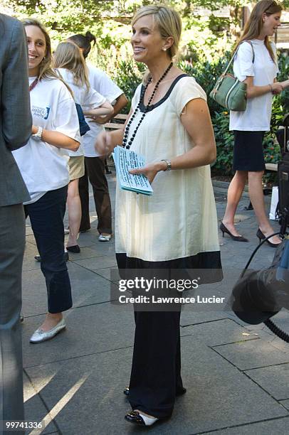 Television personality Elizabeth Hasselbeck speaks at the launch of the Wireless Amber Alerts Campaign September 24 at Madison Square Park in New...