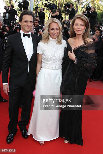 Producer Lawrence Bender; Valerie Plame Wilson and Queen Noor of Jordan attend the premiere of "Countdown To Zero" held at the Palais des Festivals...
