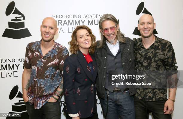 Tim Hanseroth, Brandi Carlile, GRAMMY Museum Artistic Director Scott Goldman and Phil Hanseroth attend An Evening With Brandi Carlile at The GRAMMY...