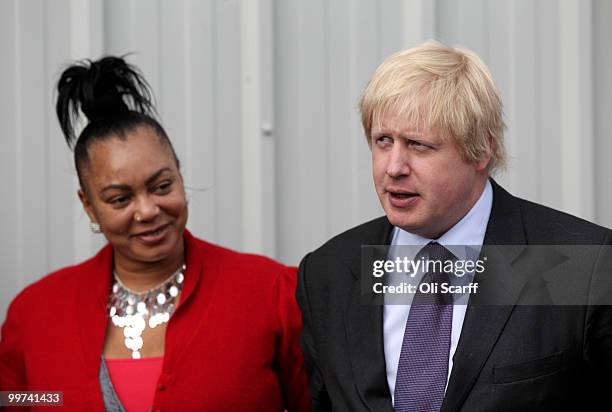 Mayor of London Boris Johnson attends a press conference to announce the design for London's new Routemaster bus in Battersea Bus Depot on May 17,...