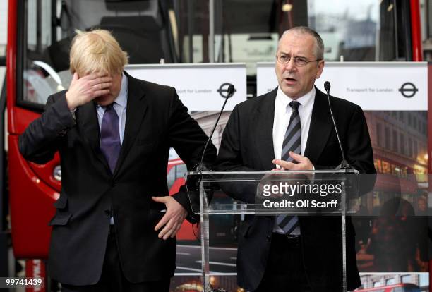 Mayor of London Boris Johnson and London�s Transport Commissioner, Peter Hendy attend a press conference to announce the design for London's new...