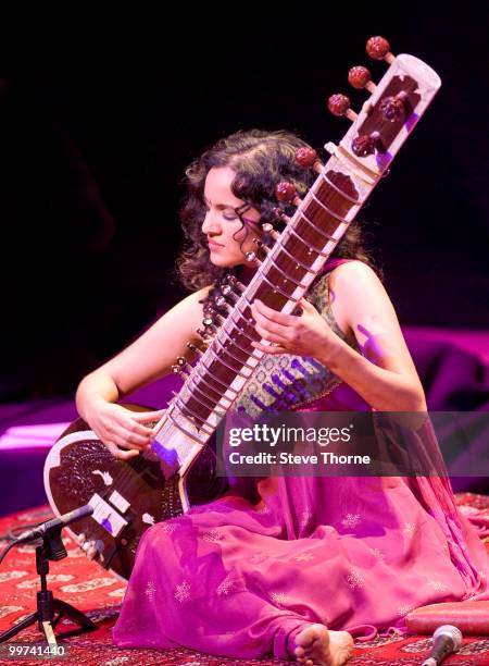 Anoushka Shankar performs on stage at Birmingham Town Hall on May 17, 2010 in Birmingham, England.