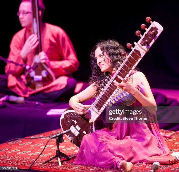 Anoushka Shankar performs on stage at Birmingham Town Hall on May 17, 2010 in Birmingham, England.