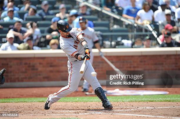 Aaron Rowand of the San Francisco Giants bats during the extra inning game against the New York Mets at Citi Field in Flushing, New York on May 8,...