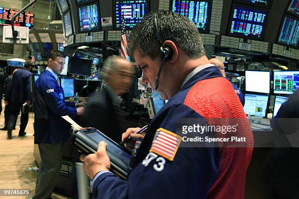 Traders work on the floor of the New York Stock Exchange on May 17, 2010 in New York City. Despite earlier loses, U.S. Stocks finished higher Monday...