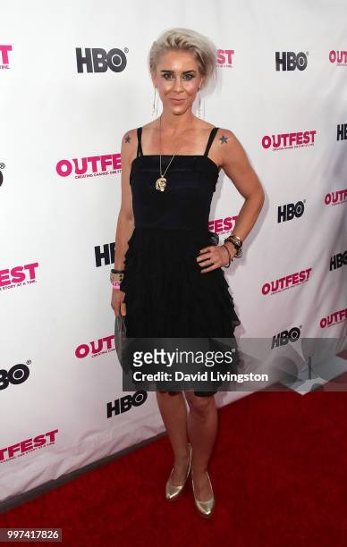 Nikki Caster attends the 2018 Outfest Los Angeles opening night gala screening of "Studio 54" at the Orpheum Theatre on July 12, 2018 in Los Angeles,...