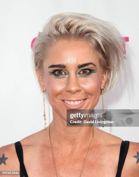 Nikki Caster attends the 2018 Outfest Los Angeles opening night gala screening of "Studio 54" at the Orpheum Theatre on July 12, 2018 in Los Angeles,...