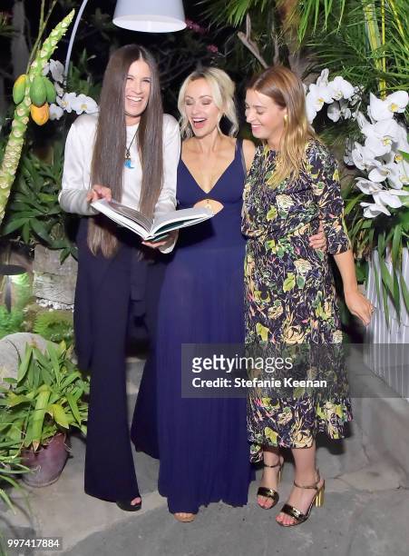 Elizabeth Saltzman, Camilla Fayed and Jamie Mizrahi attend the launch of Farmacy Kitchen Cookbook hosted by Vegan/Plant-based Author Camilla Fayed,...