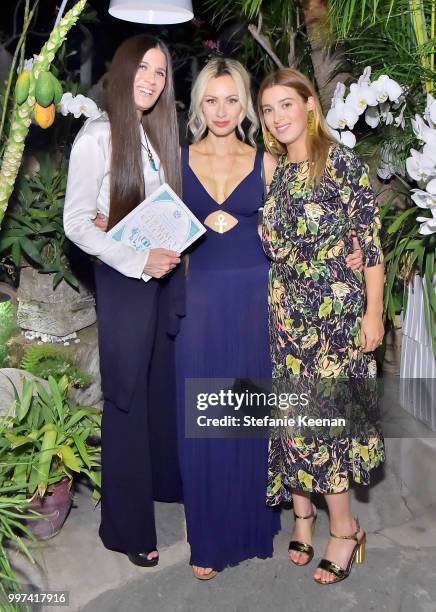 Elizabeth Saltzman, Camilla Fayed and Jamie Mizrahi attend the launch of Farmacy Kitchen Cookbook hosted by Vegan/Plant-based Author Camilla Fayed,...