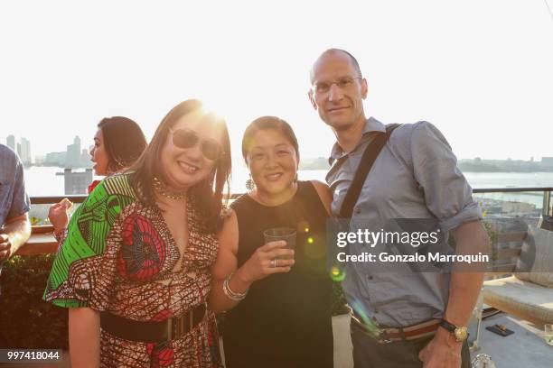 Melissa de la Cruz, Jennie Herman and Andrey Slivka during the Melissa de la Cruz And Michael Johnston Summer Soiree at Azul On the Rooftop at Hotel...