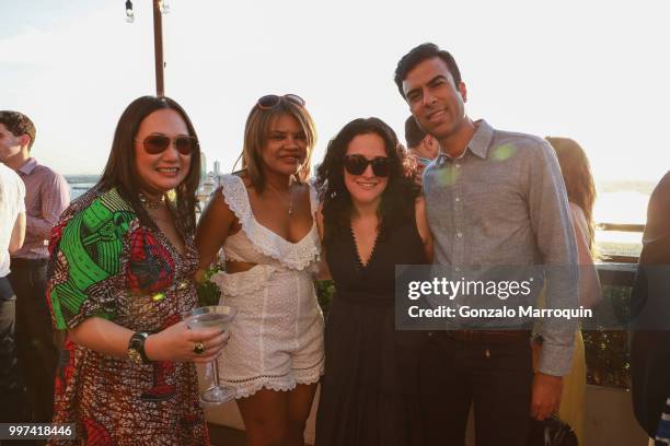 Melissa de la Cruz, Danielle Paige, Sarah Molynowski and Soman Chainani during the Melissa de la Cruz And Michael Johnston Summer Soiree at Azul On...