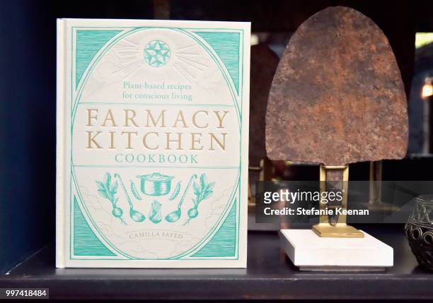 Farmacy Kitchen Cookbook on display at the launch of Farmacy Kitchen Cookbook hosted by Vegan/Plant-based Author Camilla Fayed, Elizabeth Saltzman,...