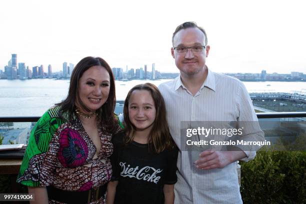 Melissa de la Cruz, Mattie and Michael Johnston during the Melissa de la Cruz And Michael Johnston Summer Soiree at Azul On the Rooftop at Hotel Hugo...