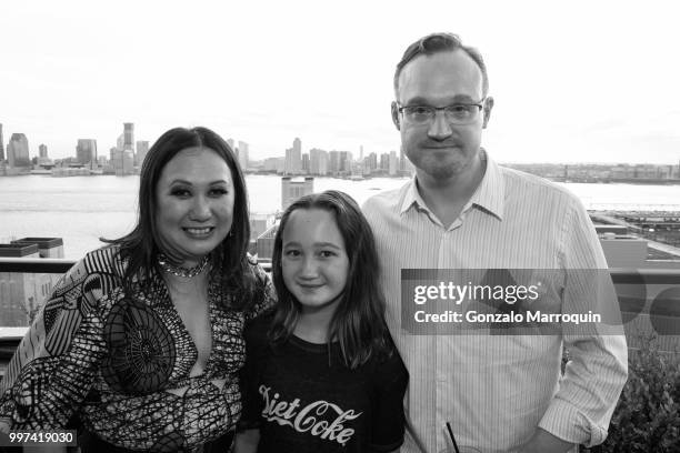 Melissa de la Cruz, Mattie and Michael Johnston during the Melissa de la Cruz And Michael Johnston Summer Soiree at Azul On the Rooftop at Hotel Hugo...