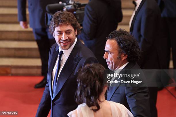 Director Alejandro Gonzalez Inarritu and actor Javier Bardem leave the "Biutiful" Premiere at the Palais des Festivals during the 63rd Annual Cannes...