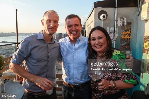 Andrey Slivka, Tristan Ashby and Melissa de la Cruz during the Melissa de la Cruz And Michael Johnston Summer Soiree at Azul On the Rooftop at Hotel...
