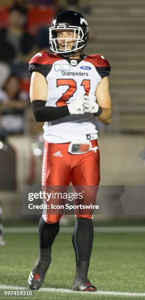 Adam Berger of the Calgary Stampeders in a regular season Canadian Football League game played at TD Place Stadium in Ottawa. The Calgary Stampeders...