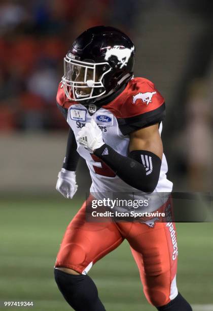 Patrick Levels of the Calgary Stampeders in a regular season Canadian Football League game played at TD Place Stadium in Ottawa. The Calgary...