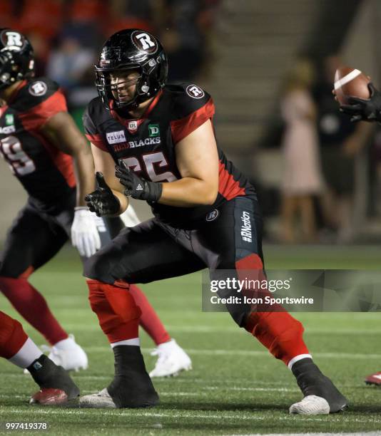 Mark Korte of the Ottawa Redblacks against the Calgary Stampeders in a regular season Canadian Football League game played at TD Place Stadium in...