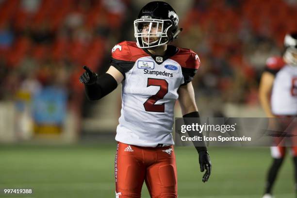 Adam Thibault of the Calgary Stampeders in a regular season Canadian Football League game played at TD Place Stadium in Ottawa. The Calgary...